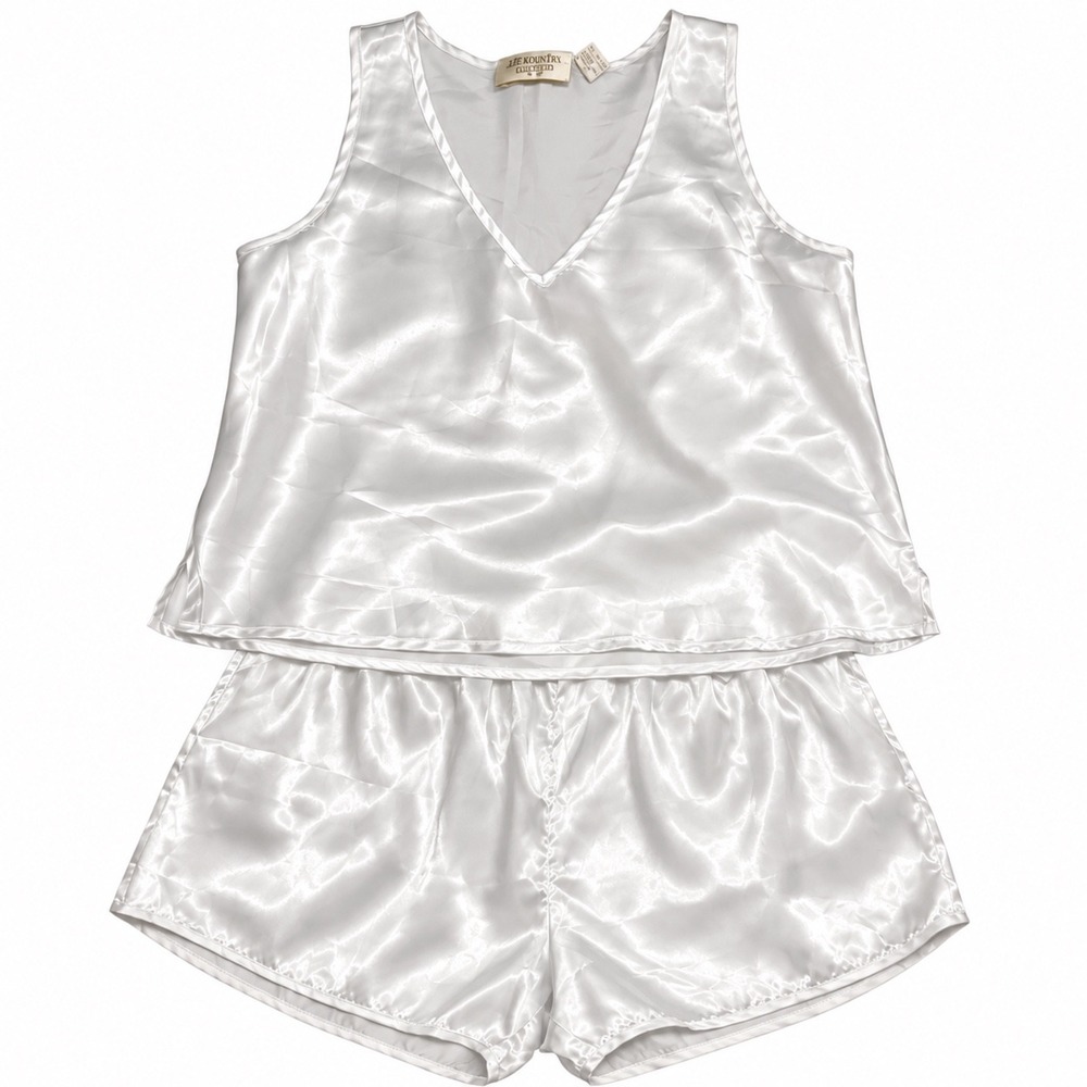 Victoria's Secret Womens M Pajama Set White Satin Vintage Bridal Coquette Angel